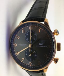 Iwc Portuguese 02 (41mm) chronograph esfera negra/Oro