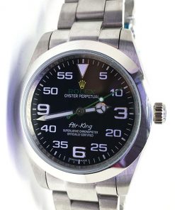Replica de reloj Rolex Air-King 01 116900 automático caja de acero esfera Negra/verde
