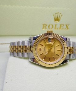 Replica de reloj Rolex Datejust mujer 005 (31mm)Acero y oro, correa jubilee, Esfera dorada