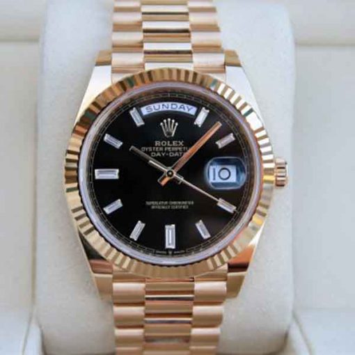Replica de reloj Rolex Day-date 28 (40mm) 228238 Esfera negra President Oro amarillo/ automático